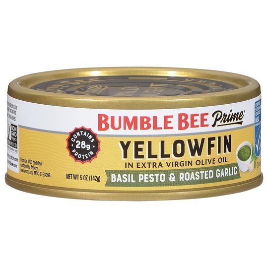 Bumble Bee Prime MSC Yellowfin Solid Light Tuna in Olive Oil Basil Pesto and Roasted Garlic 5oz Can EA Online Hot Sale