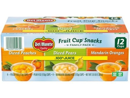 (12 Cups) Del Monte Fruit Cup Snacks, Variety Pack, 100% Juice, 4 oz Online now