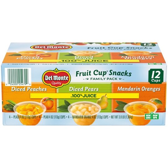 (12 Cups) Del Monte Fruit Cup Snacks, Variety Pack, 100% Juice, 4 oz Online now