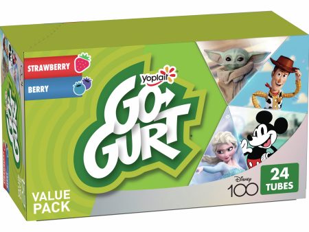 Go-GURT Disney Frozen Berry Magic and Strawberry Ice Castle Kids Fat Free Yogurt Variety Pack, Gluten Free, 2 oz. Yogurt Tubes (24 Count) Online Hot Sale