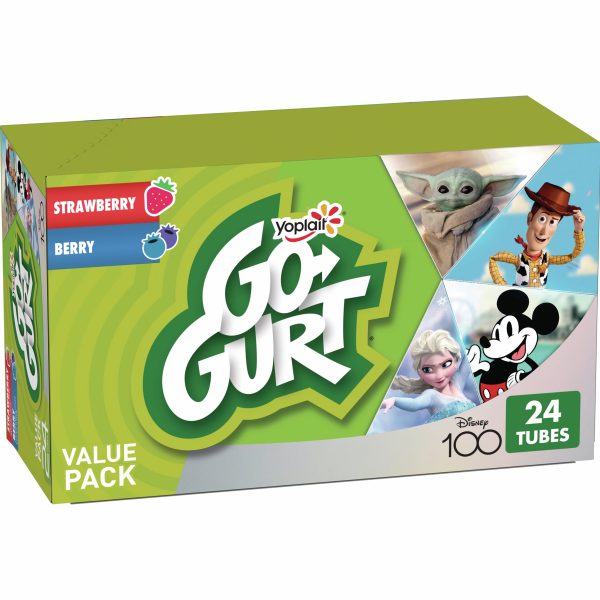 Go-GURT Disney Frozen Berry Magic and Strawberry Ice Castle Kids Fat Free Yogurt Variety Pack, Gluten Free, 2 oz. Yogurt Tubes (24 Count) Online Hot Sale