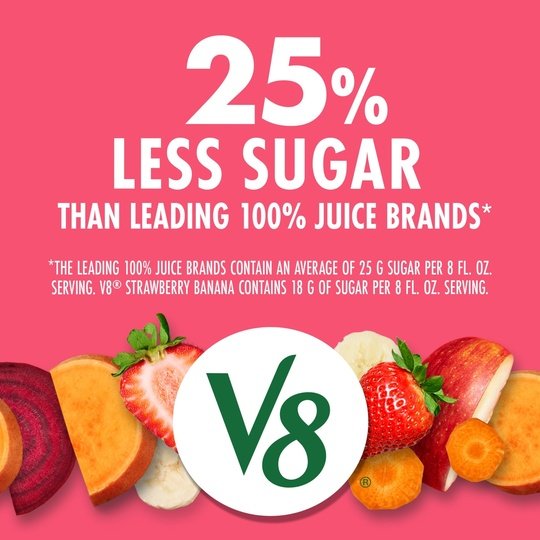 V8 Blends 100% Juice Strawberry Banana Juice, 46 fl oz Bottle Hot on Sale