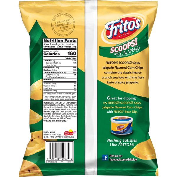 Fritos Scoops Spicy Jalapeno Flavored Corn Chips, 9.25 oz Bag Sale