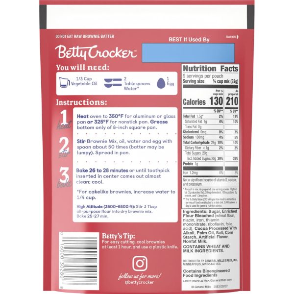 Betty Crocker Ready to Bake Fudge Brownie Baking Mix, 10.25 oz. For Discount