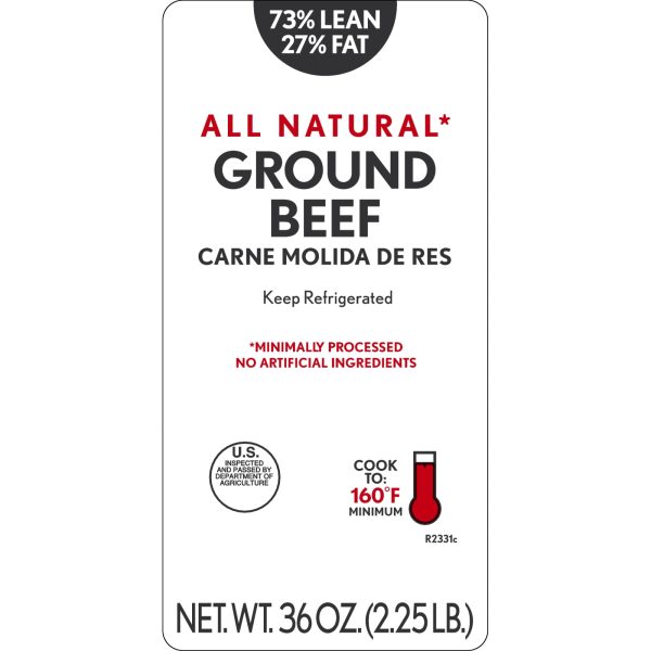 All Natural* 73% Lean 27% Fat Ground Beef, 2.25 lb Tray Sale