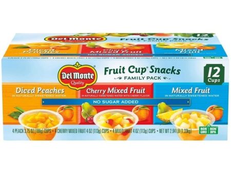 (12 Cups) Del Monte Fruit Cup Snacks, Family Pack, No Sugar Added, 4 oz Fashion