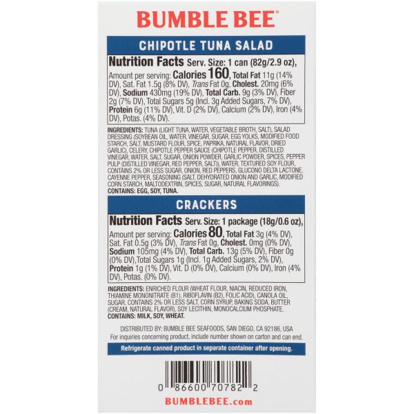 Bumble Bee Snack On The Run Chipotle Tuna Salad with Crackers Kit, 3.5 oz Online