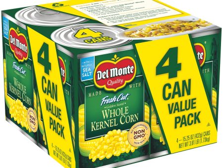 (4 Cans) Del Monte Whole Kernel Canned Corn, 15.25 oz Cheap