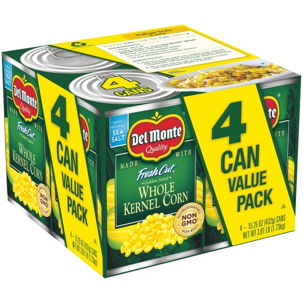 (4 Cans) Del Monte Whole Kernel Canned Corn, 15.25 oz Cheap