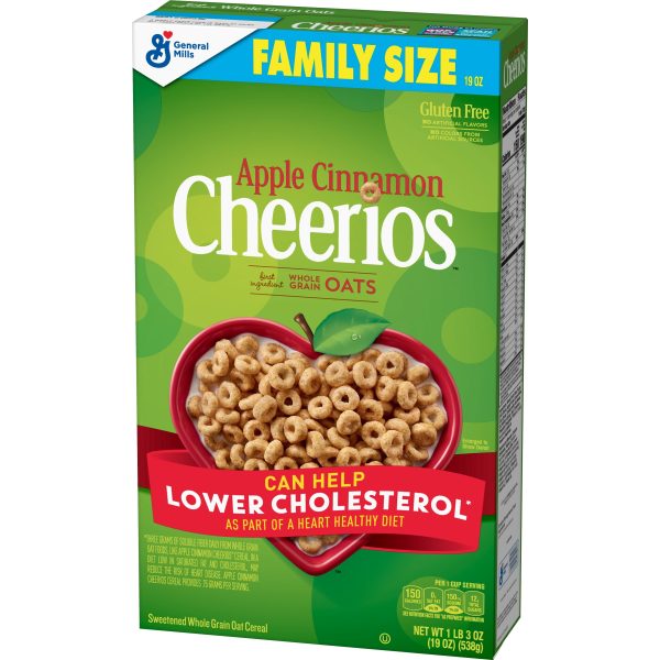 Apple Cinnamon Cheerios Heart Healthy Cereal, 19 OZ Family Size Box Online Sale