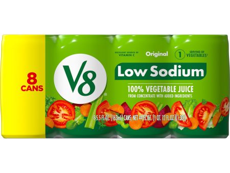 V8 Low Sodium Original 100% Vegetable Juice, 5.5 fl oz Can (Pack of 8) Cheap