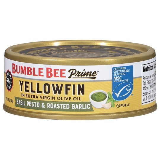 Bumble Bee Prime MSC Yellowfin Solid Light Tuna in Olive Oil Basil Pesto and Roasted Garlic 5oz Can EA Online Hot Sale