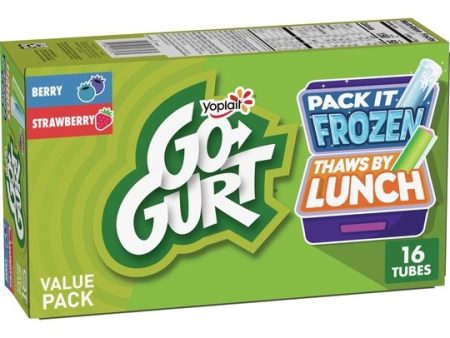 Go-GURT Berry and Strawberry Kids Fat Free Yogurt Variety Pack, Gluten Free, 2 oz. Yogurt Tubes (16 Count) Online