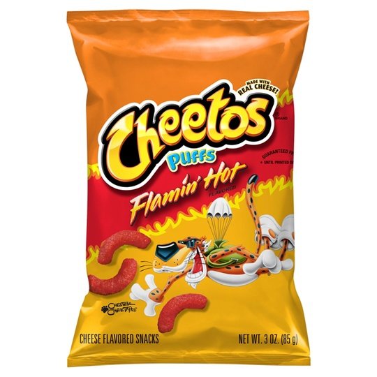 Cheetos Puffs Flamin  Hot Cheese Flavored Chips Puffed Snacks, 3 oz Bag Hot on Sale