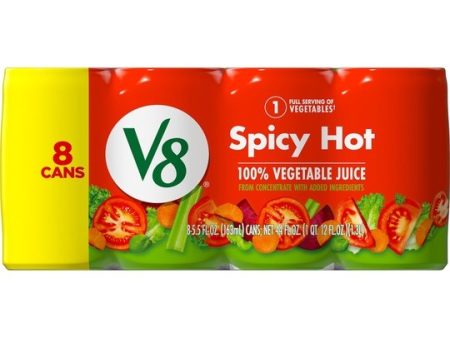 V8 Spicy Hot 100% Vegetable Juice, 5.5 fl oz Can (Pack of 8) Sale