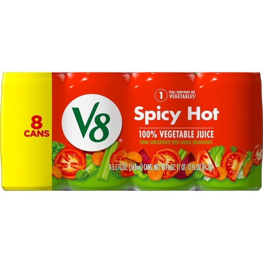 V8 Spicy Hot 100% Vegetable Juice, 5.5 fl oz Can (Pack of 8) Sale