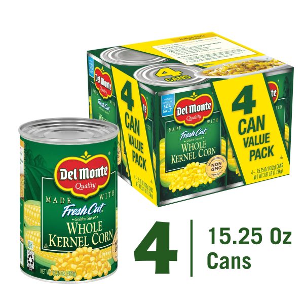 (4 Cans) Del Monte Whole Kernel Canned Corn, 15.25 oz Cheap