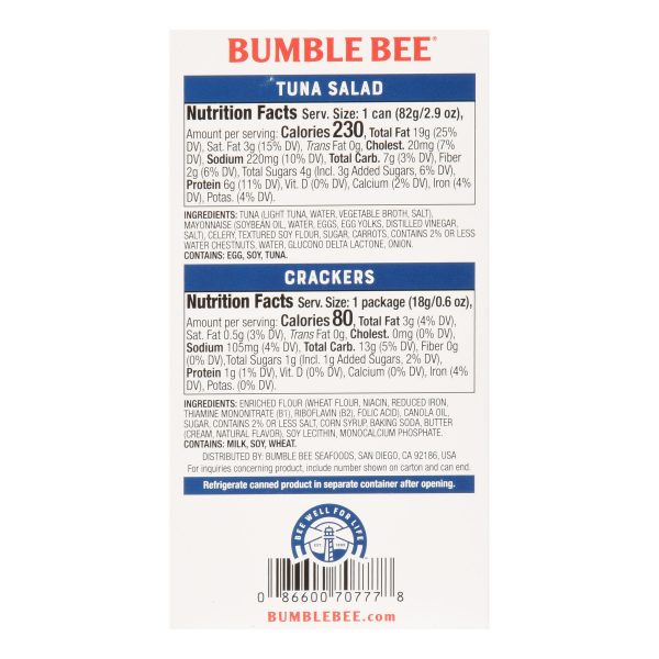 Bumble Bee? Snack on the Run! Tuna Salad with Crackers 3.5 oz. Box Discount