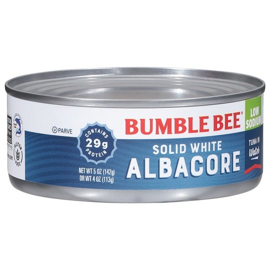 Bumble Bee 5oz Solid White Albacore in Water Low Salt Can EA Fashion