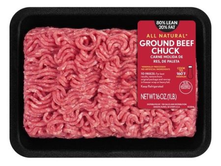 All Natural* 80% Lean 20% Fat Ground Beef Chuck, 1 lb Tray Online Hot Sale