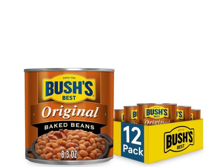 Bush s Best Baked Beans Original Seasoned with Bacon & Brown Sugar 8.3 oz [12-Cans] For Sale