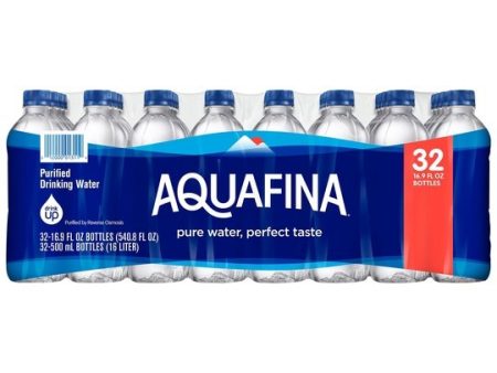 Aquafina Purified Bottled Drinking Water, 16.9 oz, 32 Pack Bottles Fashion