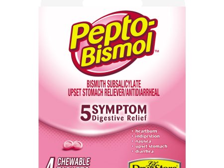 Pepto Bismol Chewable Tablets, Upset Stomach Relief, 4 Count (Pack of 1) Supply