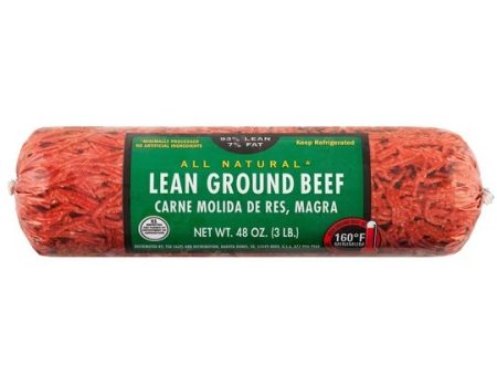 All Natural* 93% Lean 7% Fat Lean Ground Beef, 3 lb Roll For Sale