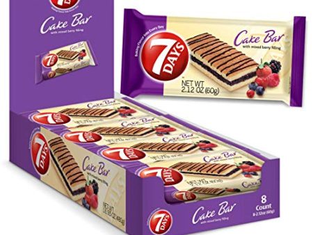 7Days Cake Bars, Mixed Berry, Perfect Dessert or Afternoon Snack (2.12oz, Pack of 8) on Sale