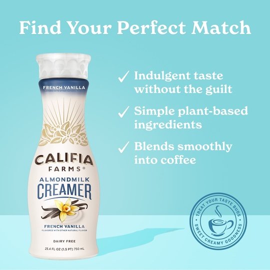 Califia Farms Dairy Free, French Vanilla Almond Milk Coffee Creamer, 25.4 fl oz Sale