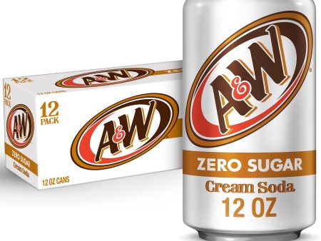 A&W Cream Soda Zero Sugar, 12 fl oz, 12 Pack Cans on Sale