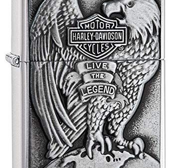 Zippo Harley-Davidson Full Faced Eagle High Polish Chrome Emblem Pocket Lighter Z- 00200HD.H231 HARLEY USA Supply