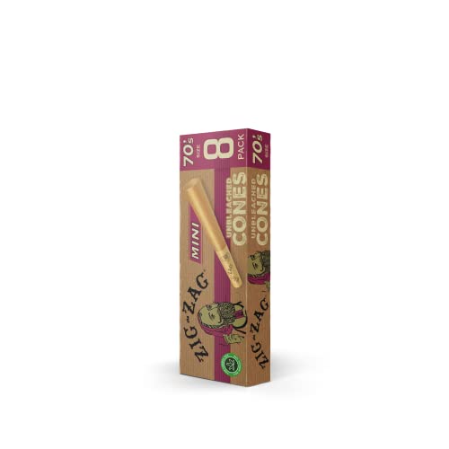 Zig-Zag 70’s Natural Unbleached Pre-Rolled Cones - 70mm, 18 Pack (8 Cones per Pack) | Easy Fill, Slow Even Burn Fashion