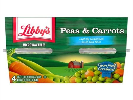 (4 Count) Libby s Seasoned Peas & Carrots, Canned Vegetables, 4 oz For Sale