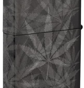 Zippo Cannabis Leaf High Polish Black Pocket Lighter - Herbal Elegance Cheap