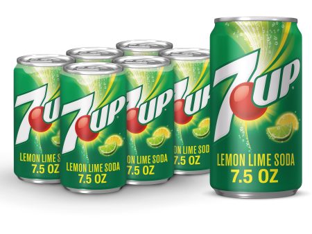 7UP Lemon Lime Soda, 7.5 fl oz, Mini Cans, 6 Pack, Allergens Free, Soft Drink For Cheap