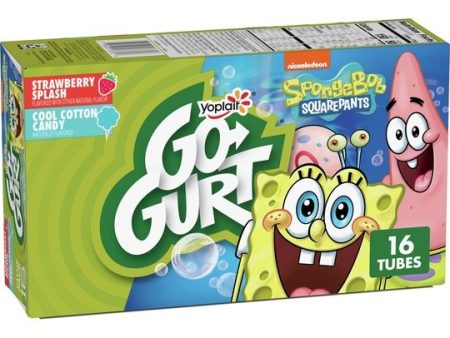 Yoplait Go-Gurt SpongeBob SquarePants Cotton Candy and Strawberry Yogurt Tubes 16 CT on Sale