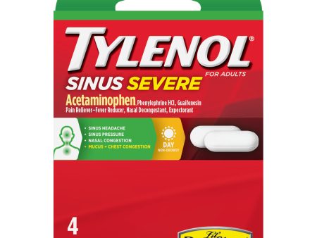 Tylenol Sinus Severe Tablets, Cold & Sinus Relief, 4 Pills (Pack of 1) Fashion