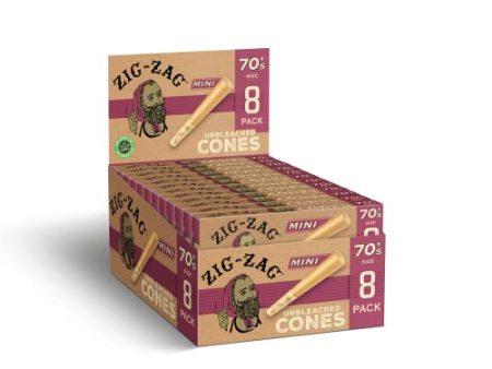 Zig-Zag 70’s Natural Unbleached Pre-Rolled Cones - 70mm, 18 Pack (8 Cones per Pack) | Easy Fill, Slow Even Burn Fashion