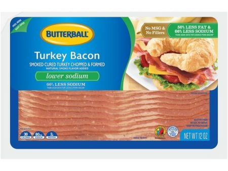 Butterball Ready-to-Serve Lower Sodium Turkey Bacon, Gluten Free, 12 oz. Plastic Vacuum-Pack For Discount