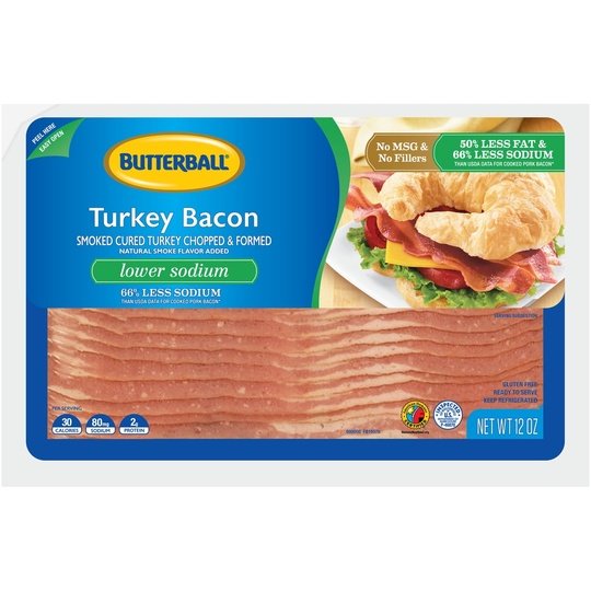 Butterball Ready-to-Serve Lower Sodium Turkey Bacon, Gluten Free, 12 oz. Plastic Vacuum-Pack For Discount