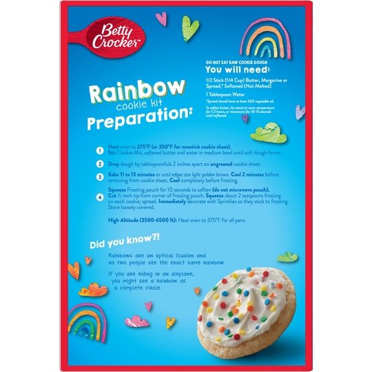 Betty Crocker Ready to Bake Rainbow Cookie Kit, 11.6 oz, 12 ct Supply