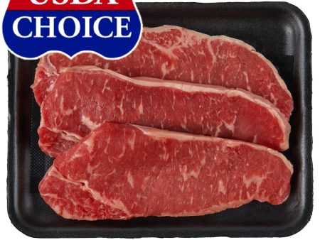 Beef Choice Angus New York Strip Steak Thin, 0.54 - 1.56 lb Tray For Sale