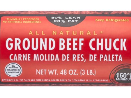 All Natural* 80% Lean 20% Fat Ground Beef Chuck, 3 lb Roll For Cheap