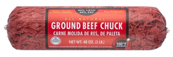 All Natural* 80% Lean 20% Fat Ground Beef Chuck, 3 lb Roll For Cheap