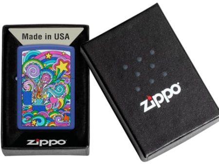 Zippo Abstract Design Royal Blue Matte Pocket Lighter Online Sale