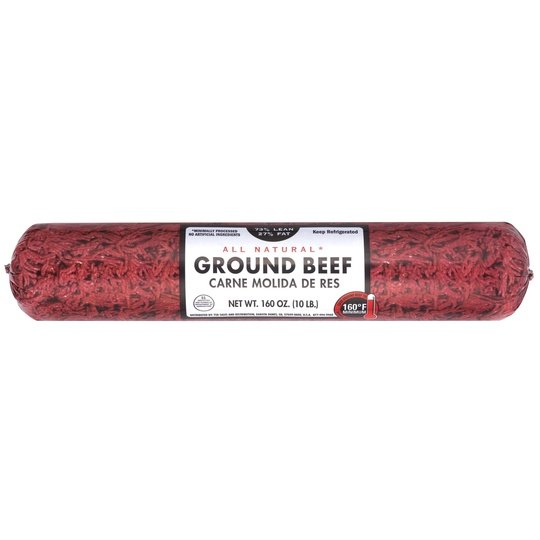 All Natural* 73% Lean 27% Fat Ground Beef, 10 lb Roll For Sale