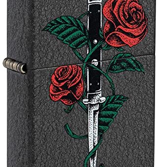 Zippo Rose Dagger Tattoo Design Black Crackle Pocket Lighter Online