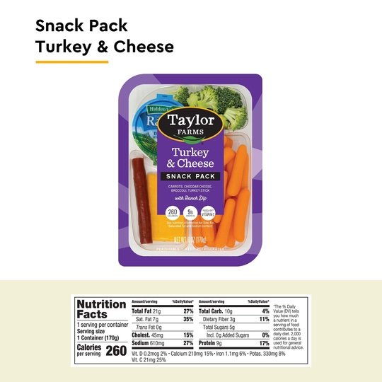 Taylor Farms Turkey & Cheddar Snack Pack, 6 oz Supply