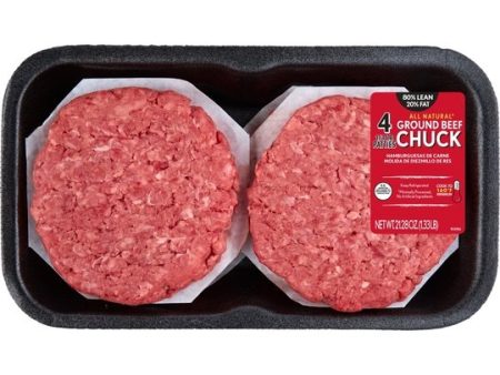 All Natural* 80% Lean 20% Fat Ground Beef Chuck Patties, 4 Count, 1.33 lb Tray Online Hot Sale